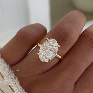 5.85 CT Oval Cut | 10/14/18K Gold Ring| Engagement Ring| moissanite ring| lab diamond ring| Wedding Ring| 14k solid gold ring | Gift for Her