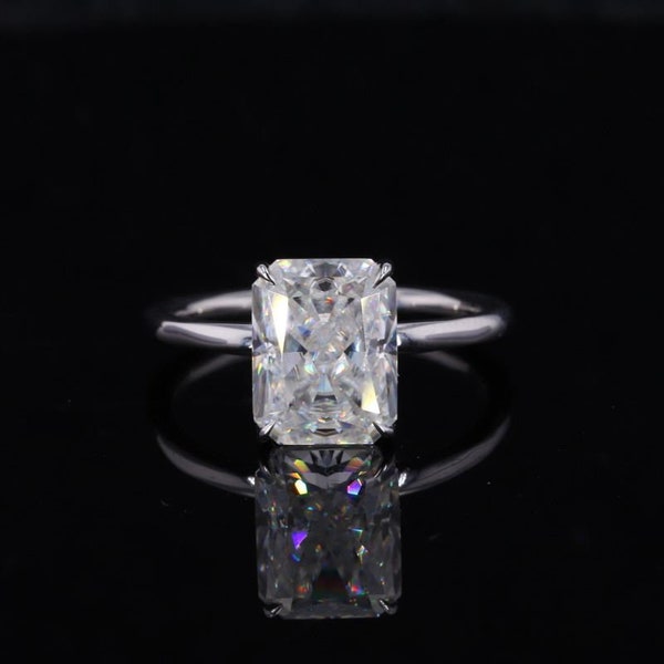 Radiant Cut Moissanite/Lab Diamond Ring - 2.50 CT | Near Colorless VVS | High-Quality Sparkler for Your Special Day