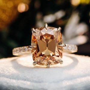 2.0CT Cushion Cut Champagne Moissanite Diamond Engagement Ring | 10/14/18K Gold Anniversary/promise Ring | Prong Setting Ring For Her