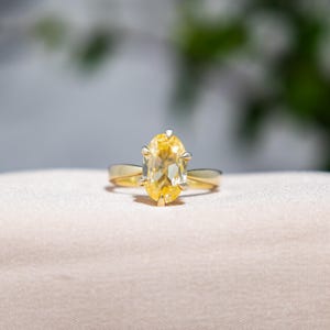 3.0CT Light Yellow Oval Cut Lab Diamond Diamond Engagement Ring | 10/14/18K Gold Horizontal Wedding/Anniversary Ring, Six Prong Forever Ring