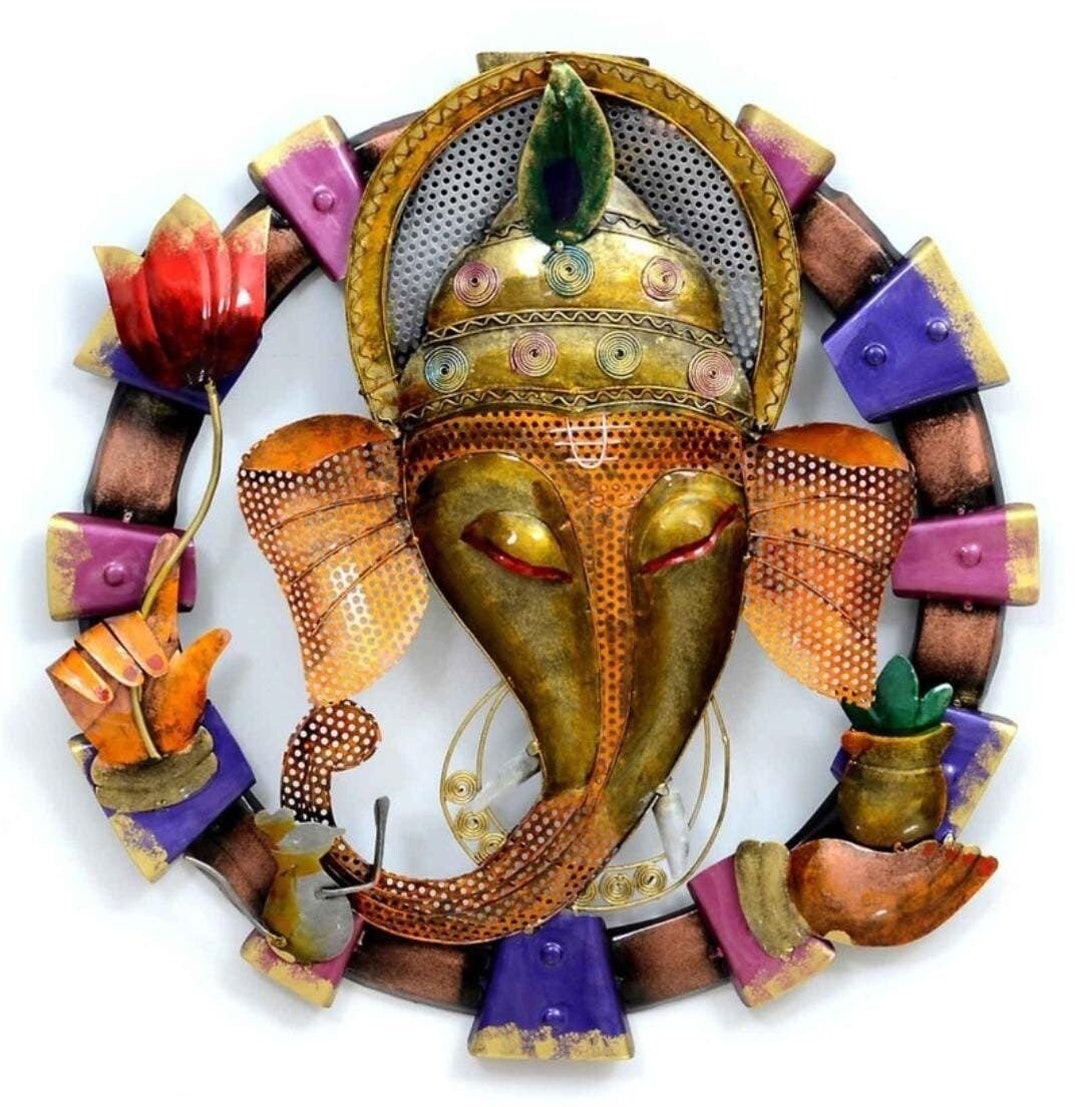 Beautiful Ganesha Indian Metal Wall Art Home Decor Metal Etsy
