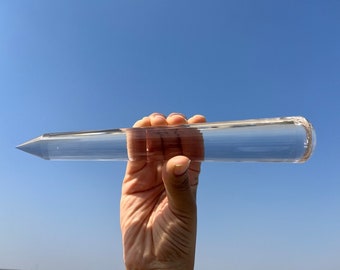 Varita de cuarzo transparente del Himalaya: herramienta de masaje curativo con cristales de 32 lados