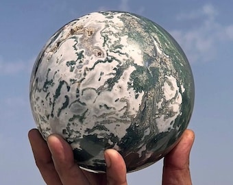 Sfera di agata muschiata da 5 pollici: sfera di cristallo paesaggistica, pietra curativa