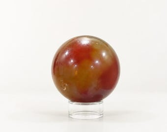 61MM”Natural Carnelian Sphere: Handmade Quartz Crystal Ball, Healing Stone