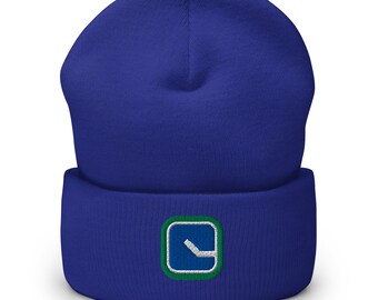 Vancouver Minimalist Design Embroidered Cuffed Beanie Hockey Hat