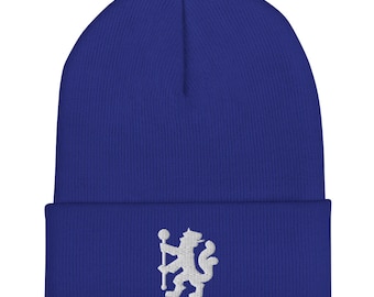 Lion of London Minimalist Design Embroidered Cuffed Beanie Soccer Football Hat