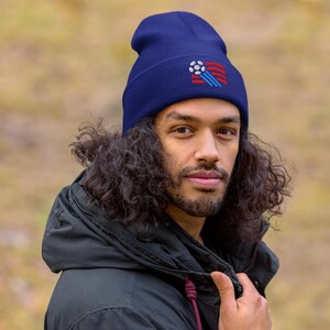 US Soccer Minimalist Design Embroidered Cuffed Beanie Soccer Football Hat