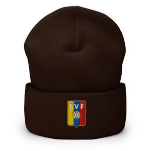 Venezuela Minimalist Design Embroidered Cuffed Beanie Soccer Football Hat
