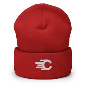 Calgary Minimalist Design Embroidered Cuffed Beanie Hockey Hat