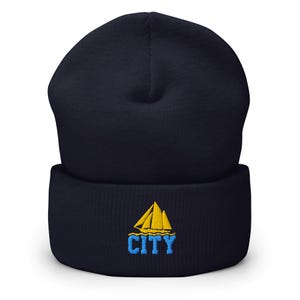 City of Manchester Minimalist Design Embroidered Cuffed Beanie Soccer Football Hat