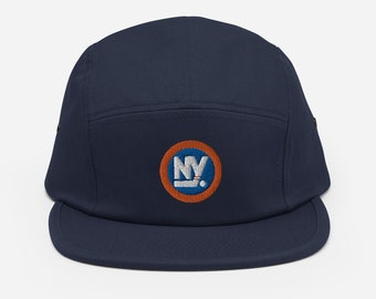 New York Isles Minimalist Design Embroidered Five Panel Cap Hockey Hat