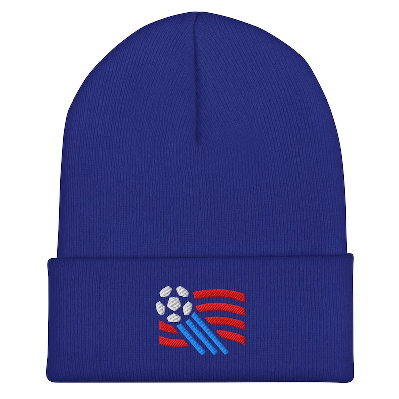 US Soccer Minimalist Design Embroidered Cuffed Beanie Soccer Football Hat