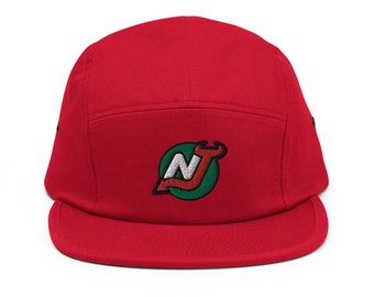 New Jersey Minimalist Design Embroidered Five Panel Cap Hockey Hat