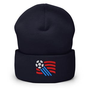 US Soccer Minimalist Design Embroidered Cuffed Beanie Soccer Football Hat