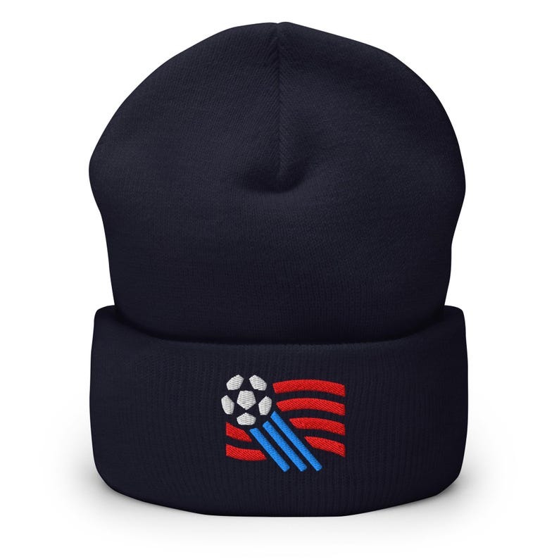 US Soccer Minimalist Design Embroidered Cuffed Beanie Soccer Football Hat