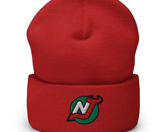 New Jersey Minimalist Design Embroidered Cuffed Beanie Hockey Hat