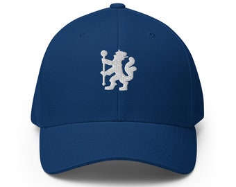 Blue Lion of London Minimalist Design Embroidered Structured Twill Cap Soccer Football Hat
