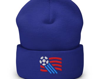 US Fußball-WM Minimalistisches Design Bestickte Cuffed Beanie Fußball-Fußballmütze