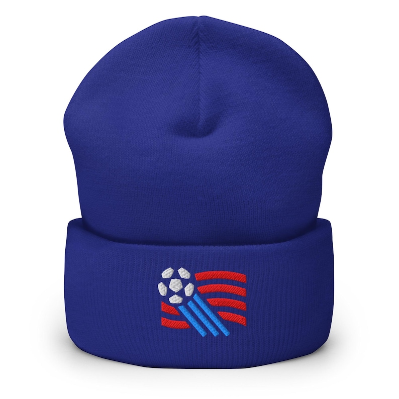 US Soccer Minimalist Design Embroidered Cuffed Beanie Soccer Football Hat