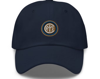 Milano Nerazzurri Minimalist Design Embroidered Dad Hat Soccer Football Cap