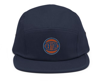 New York Minimalist Design Embroidered Five Panel Cap Basketball Hat