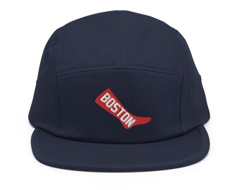 Boston Minimalist Design Embroidered Five Panel Cap Baseball Hat