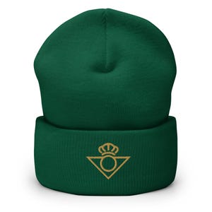 Verdiblancos Minimalist Design Embroidered Cuffed Beanie Soccer Football Hat
