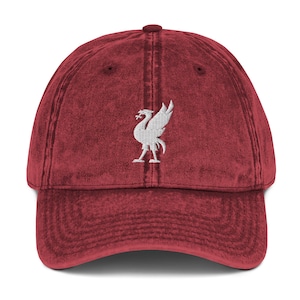 Red Liver Bird Minimalist Design Embroidered Cotton Twill Cap Soccer Football Hat