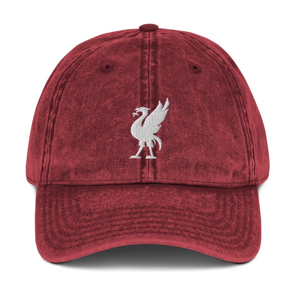 Red Liver Bird Minimalist Design Embroidered Cotton Twill Cap Soccer Football Hat