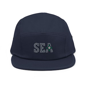 Gorra de béisbol con cinco paneles bordados con diseño minimalista de Seattle