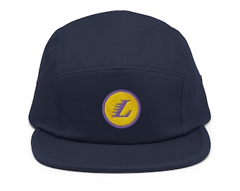 Gorra de baloncesto con cinco paneles bordados con diseño minimalista de Los Ángeles