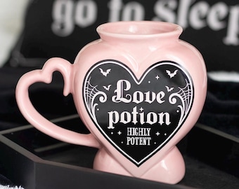 Pink love potion shaped mug Ceramic tea Coffee Cup  Gothic Witch Craft alternative Style