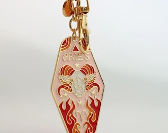 Zodiac Keyring Keychain Ariesperfect gift for her. Christmas Birthday metal astrology charm FREE DELIVERY POSTAGE