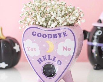 Beautiful planchette shaped  vase gift for spooky ghost spirit lovers. Pastel talking board ouija  board  design mystical present paranormal