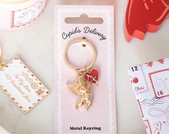 Cupid Delivery Cherub keyring Angel Key Chain Keyring  Gift love partner gift Lovers Bag Charm for him for her key ring