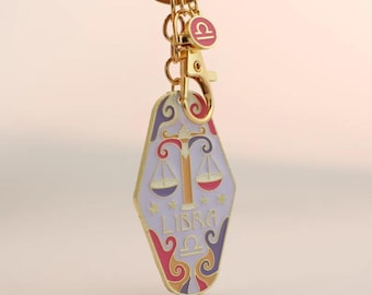 Zodiac Keyring Keychain Libra perfect gift for her. Christmas Birthday metal astrology charm FREE DELIVERY POSTAGE