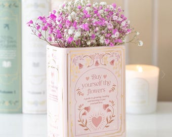 Beautiful PINK Ceramic Vase in the shape of an upright book. book lover gift bookish readers present