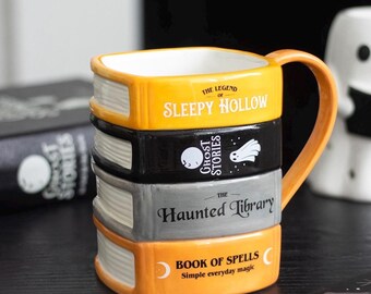 Haunted book stack mug gothic alternative