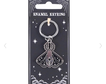 black moth keyring, decorated with delicate celestial details. Ideal for gifting, accessorising bags key chain gothic alternative mystical