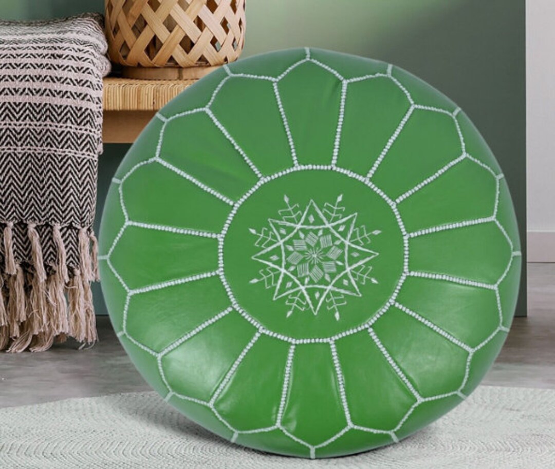 Unstuffed Ottoman Pouf Moroccan Leather, Handmade Footstool, Home