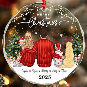 Custom Family With Pet Ornament, Personalized Family Ornament 2025, Family Keepsake Gift, Family with Dog Ornament, Family Christmas Decor