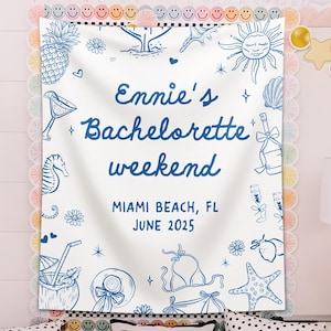 Custom Bachelorette Party Banner, Bachelorette Party Decor, Beach Bachelorette Weekend Tapestry, Beach Bachelorette Backdrop, Bridal Shower