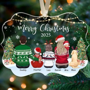 Custom Family Christmas Ornament 2025, Personalized Family Ornament, Family With Kids Pets, Dog Cat Ornament, Family Christmas Keepsake Gift