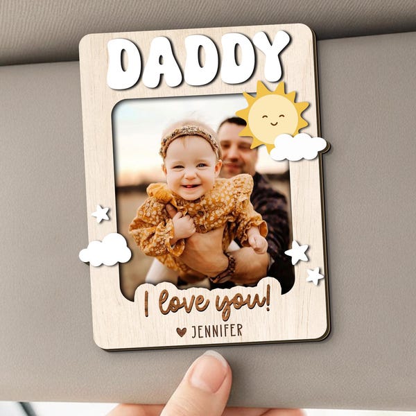 Custom Photo Car Visor Clip, Father's Day Gift, Wallet Size Photo Frame, Personalized Dad Photo Frame, Gift for Grandpa, Photo Gift for dad