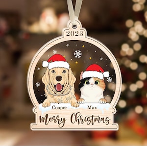 Personalized Pet Ornament, Custom Dog Cat Ornament, Dog Christmas Ornament, Cat Christmas Ornament, 2023 Christmas Ornament, Christmas Decor