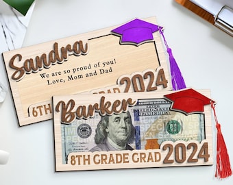 Personalized Graduation Money Holder Gift, Money Gift Holder, Class of 2024, Custom Graduation Cash Holder, Customized Graduation Gifts