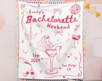 Custom Bachelorette Party Tapestry, Beach Bachelorette Backdrop, Bachelorette Party Decor, Bachelorette Welcome Sign, Bachelorette Favors