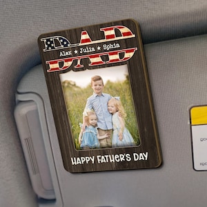 Customized Car Visor Clip, Father&#39;s Day Gift, Personalized Gift For Dad, Sun Visor Clip For Dad, Dad Picture Frame, Gift For Husband