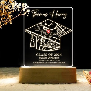 Personalized Graduation Gifts, Custom College Graduation Plaque, Campus Map Acrylic Night Light, Unique Grad Gifts For Him, Senior 2024 Gift