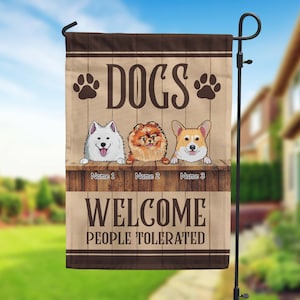 Personalized Dog Garden Little Helpers Flag Sign - Up to 5 Dogs - Gift Idea For Dog Lover main image 1
